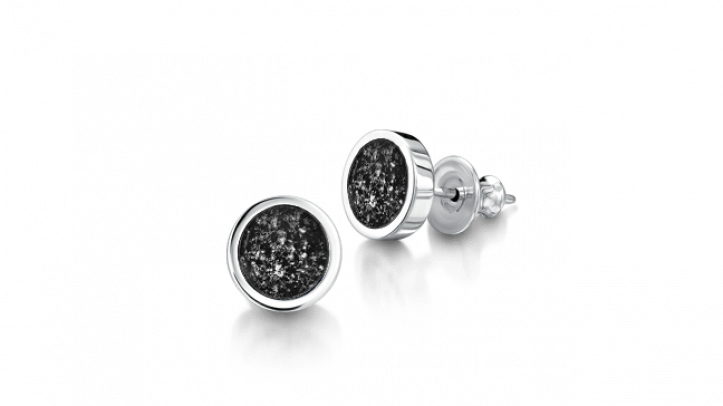 white gold and black earrings