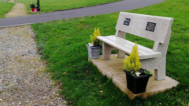 backed granite bench at Haycombe
