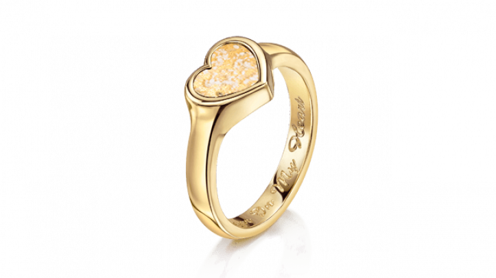 gold and clear heart shaped ring