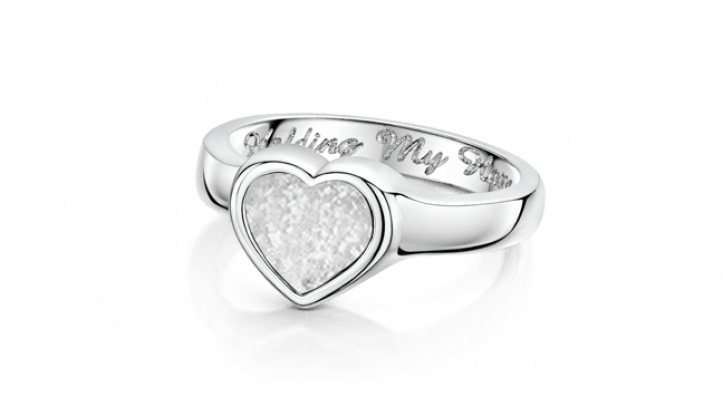 Silver and clear heart shaped ring