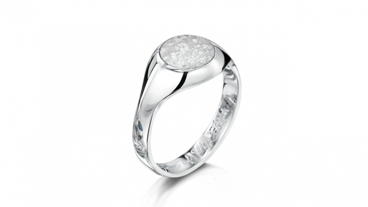 White gold and clear signet ring