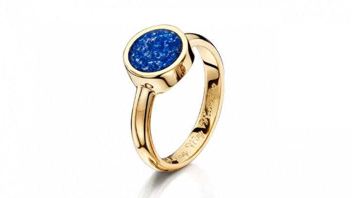 gold and blue tribute ring