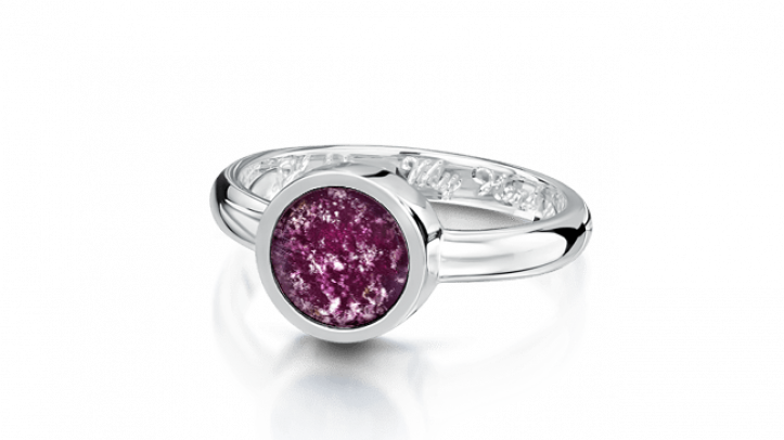 silver and purple tribute ring