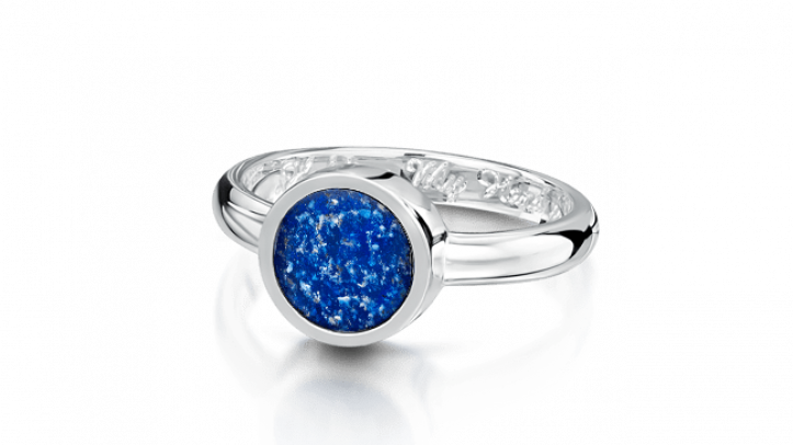 White gold and blue tribute ring